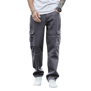 Baggy Cargo Jeans for Men – High Rise Relaxed Fit Denim Pants