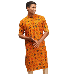 Men's Cotton Blend Patola Kurta