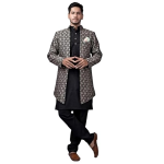 Men's Woven Printed Cotton Jacuqard Kurta Pajama Jacket