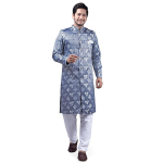 Mens Ethnic Wear Red Silver Shade Kurta Pajama Sherwani Set