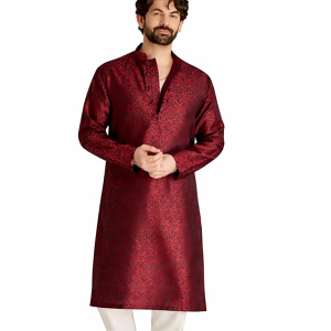 Men’s Silk Blend Kurta with Paisley Design