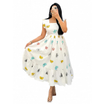 Women's Butterfly Print Western Poly-Cotton Frock Maxi Dress