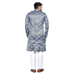 Cotton Mens Ethnic Wear Stylish Blue Kurta Pajama Long Sherwani Set