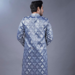 Mens Ethnic Wear Red Silver Shade Kurta Pajama Sherwani Set