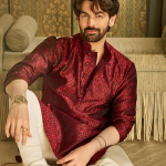 Men’s Silk Blend Kurta with Paisley Design