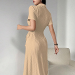 Side-Tie Waist Long Casual Maxi Women Dress Outfit