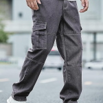 Baggy Cargo Jeans for Men – High Rise Relaxed Fit Denim Pants