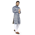 Cotton Mens Ethnic Wear Stylish Blue Kurta Pajama Long Sherwani Set